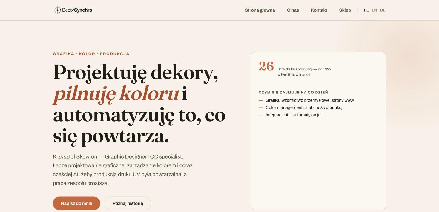Strona biznesowa DecorSynchro